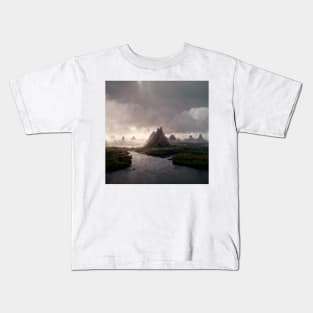 Death Stranding Swamp Landscape with Mountains Kids T-Shirt